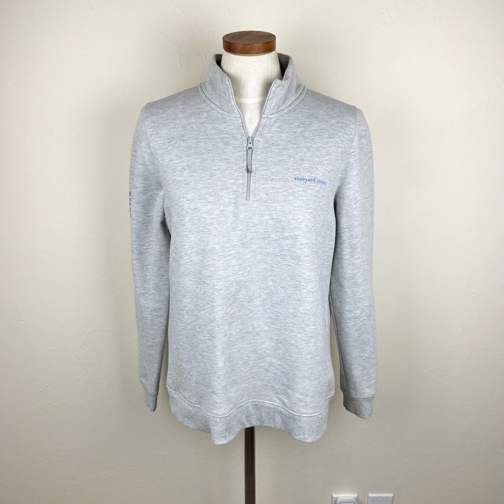Vineyard Vines 1/4 Zip Pullover Graphic Sweater - Gray